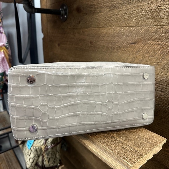 Michael Kors Gray Croc-Embossed Satchel with Chain Strap - Picture 9 of 11